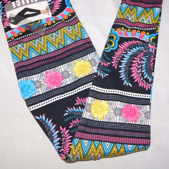 Shosho Womens S/M Winter Fleece Lined Leggings Vibrant Bright Multicolour  - NEW - Picture 5 of 11